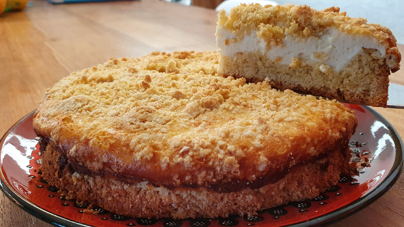 Kruimel ricotta taart